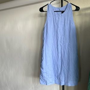 J. Crew 100% Linen Sleeveless Dress Lined Blue Minimalist with Pockets - S